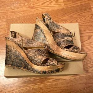 Bed Stu Gayle Leather Wedge in ‘Black Lux’